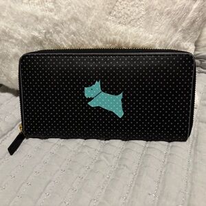 Radley London Black & Grey Polka Dot Wallet With Teal Dog